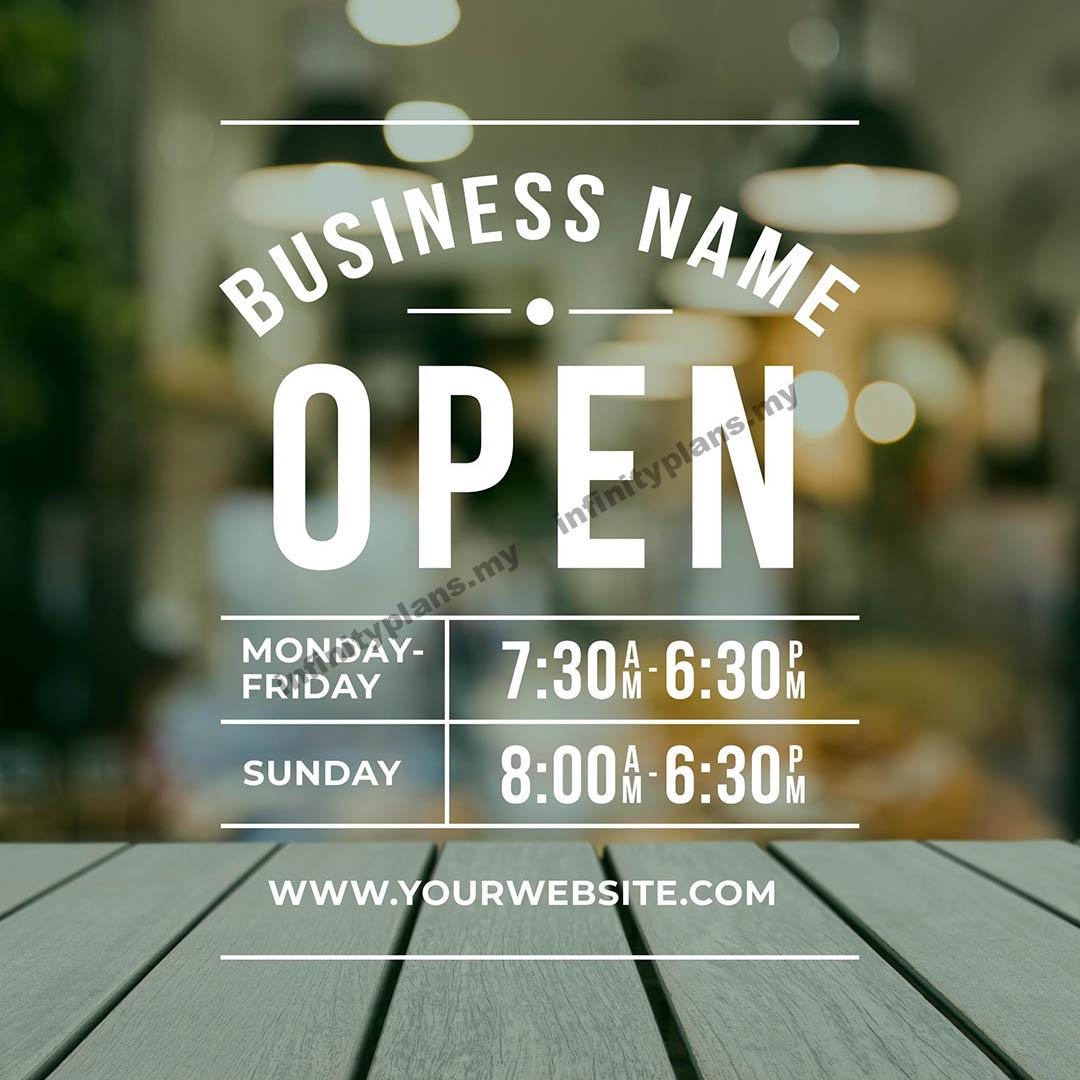 Window Sticker Opening Store Opening Hour - Window Sticker Signage | Infinity Plans in PJ