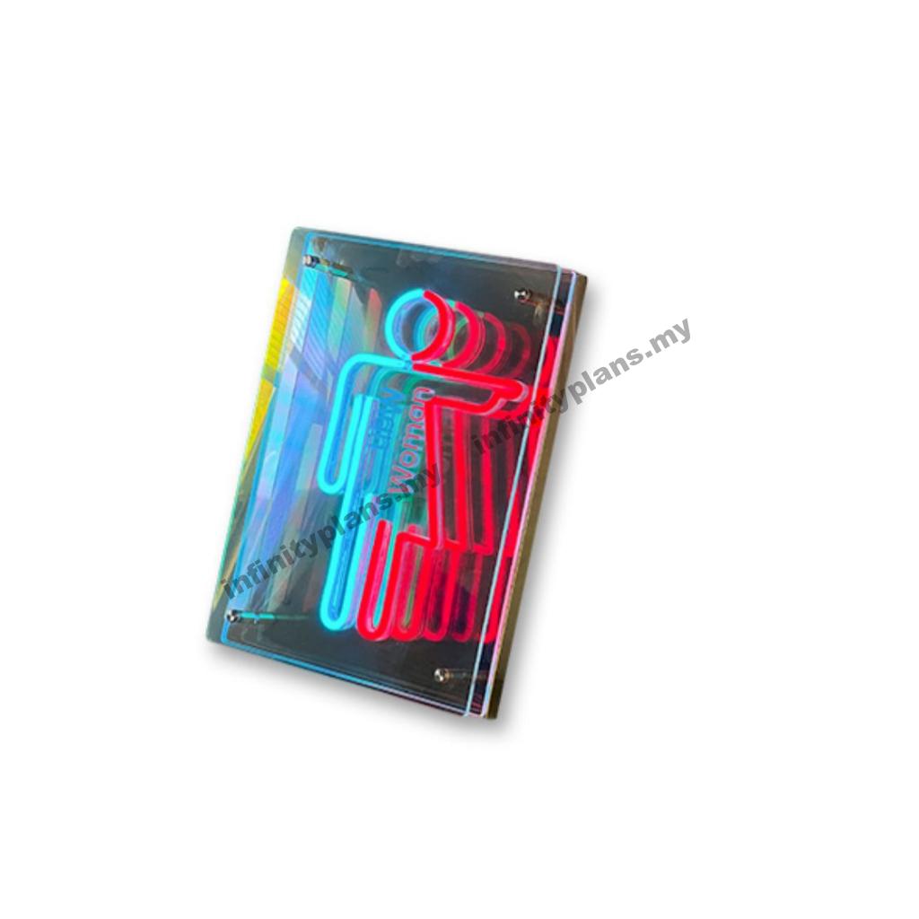 Neon LED Infinity Mirror Restroom Sign / Toilet Sign - Image 5