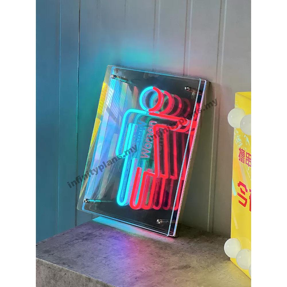 Neon LED Infinity Mirror Restroom Sign / Toilet Sign - Image 3