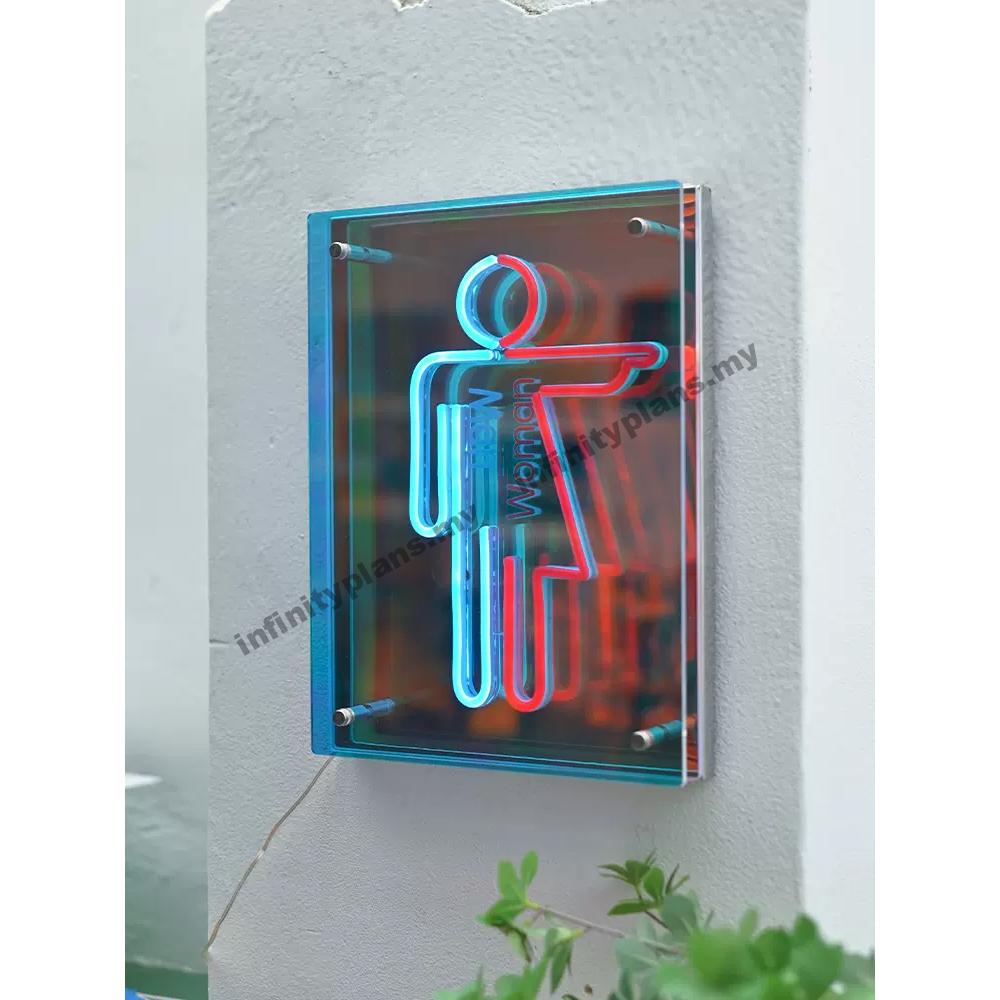 Neon LED Infinity Mirror Restroom Sign / Toilet Sign - Image 4