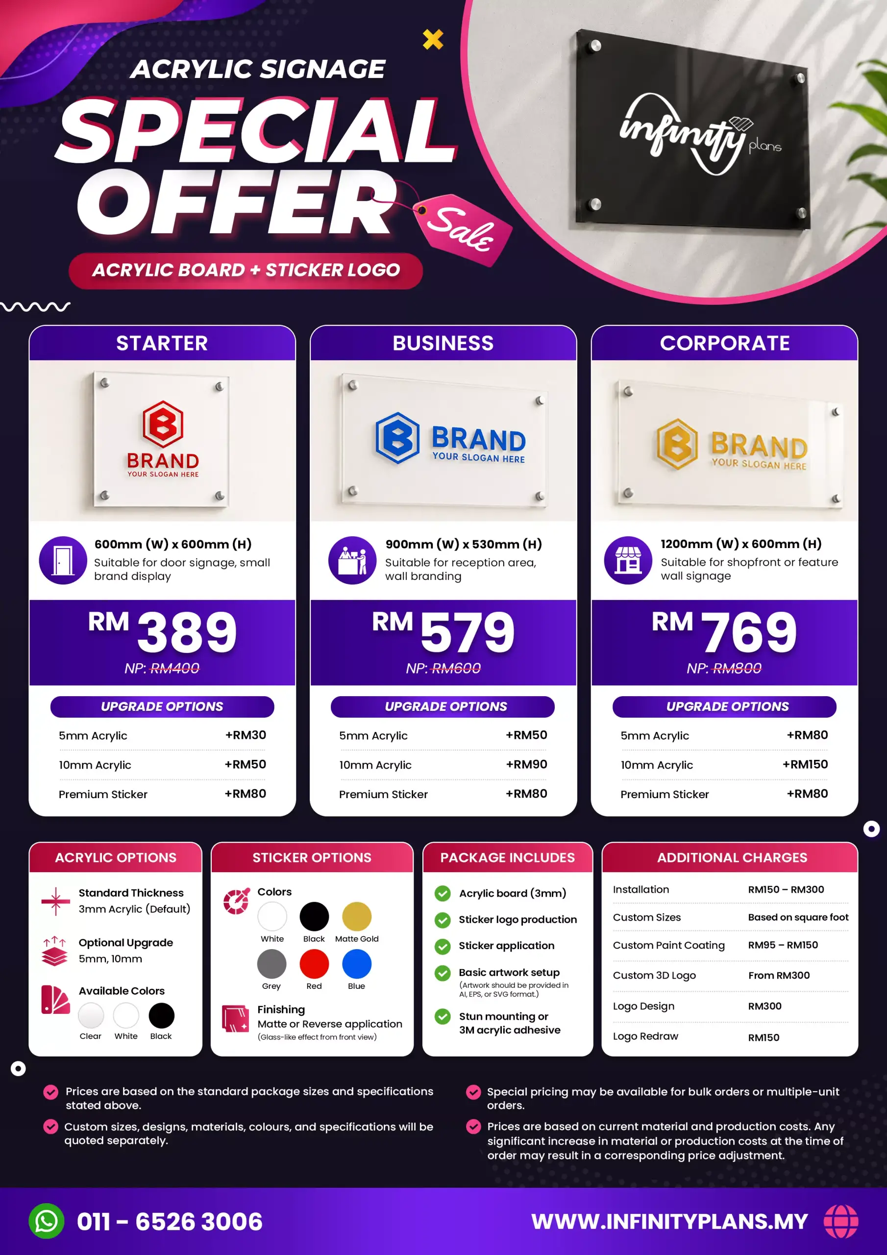 Acrylic Signage Special Offer